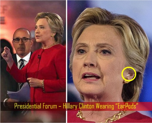 hillary-clinton-caught-wearing-earpods-earpiece-earphone-presidential-forum