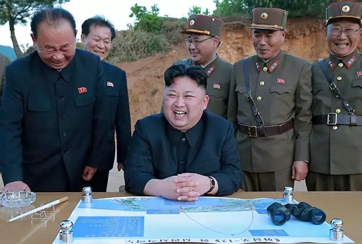 North Korea Launches Ballistic Missile Over Japan - Kim Jong-un Laughing with Advisors and Generals