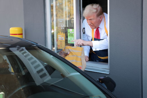 Donald Trump Working at McDonalds Drive-Thru - Serving Customer