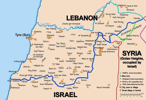 Israel Lebanon - Blue Line Map