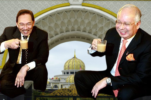 Anwar Ibrahim and Najib Razak - Teh Tarik - You Help Me I Help You